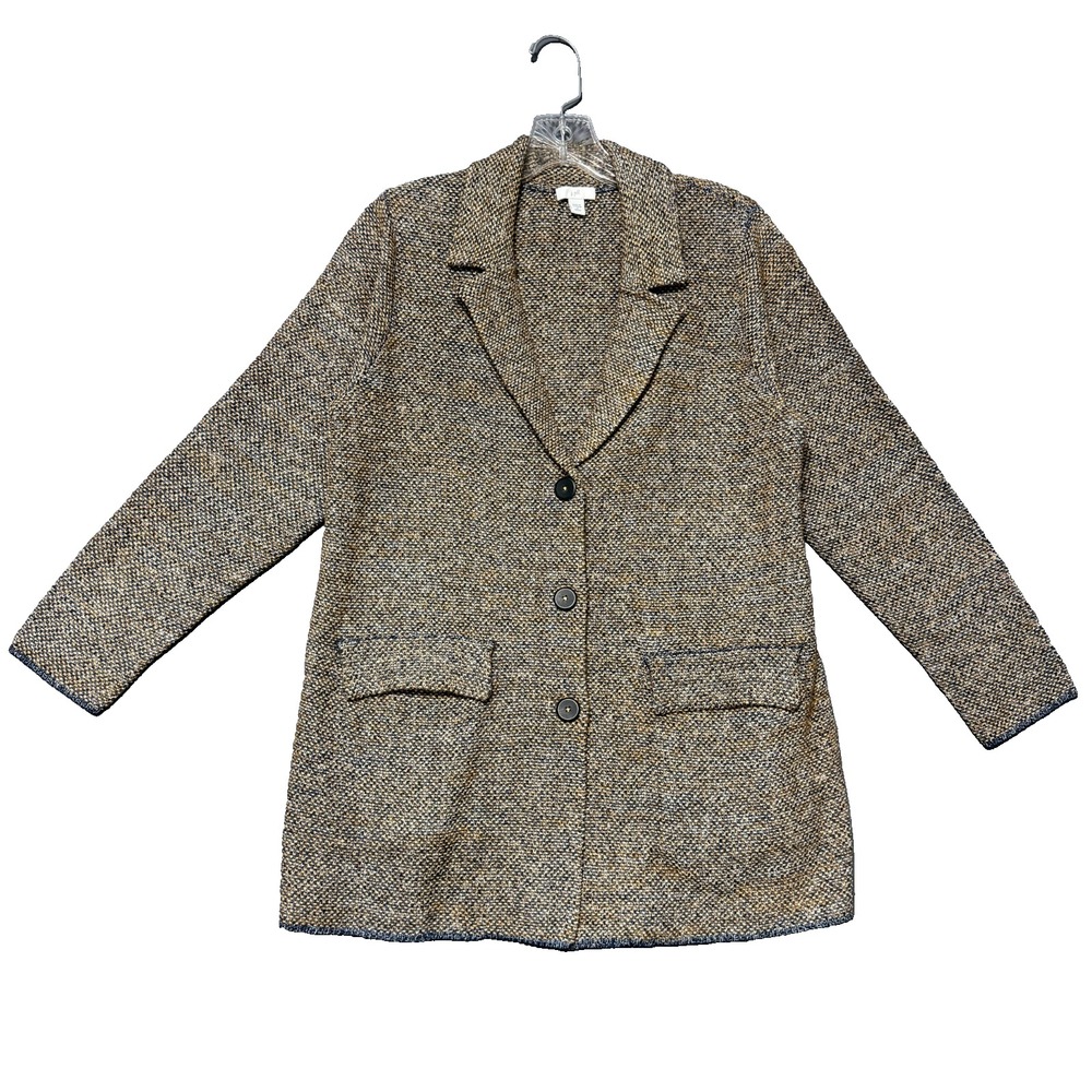 J.Jill Tweed Blazer Jacket Cardigan Womens S Petite Knit Dark Academia Preppy